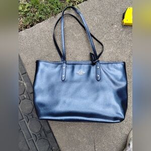 Coach City Tote Metallic Blue
